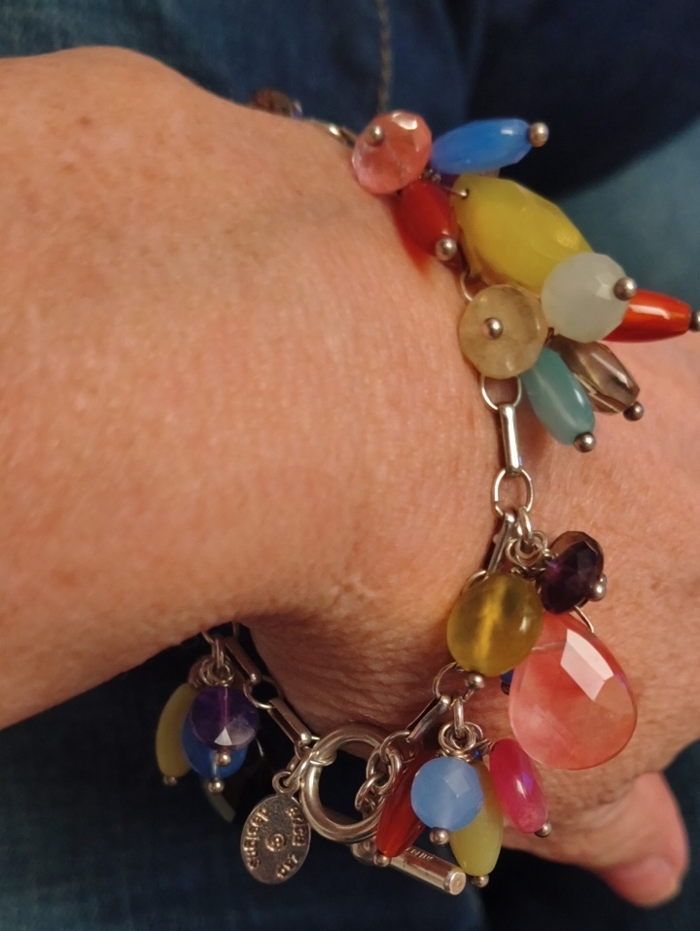 NWOT Erica Zap Designs Real Gemstones And Sterling Silver Bracelet